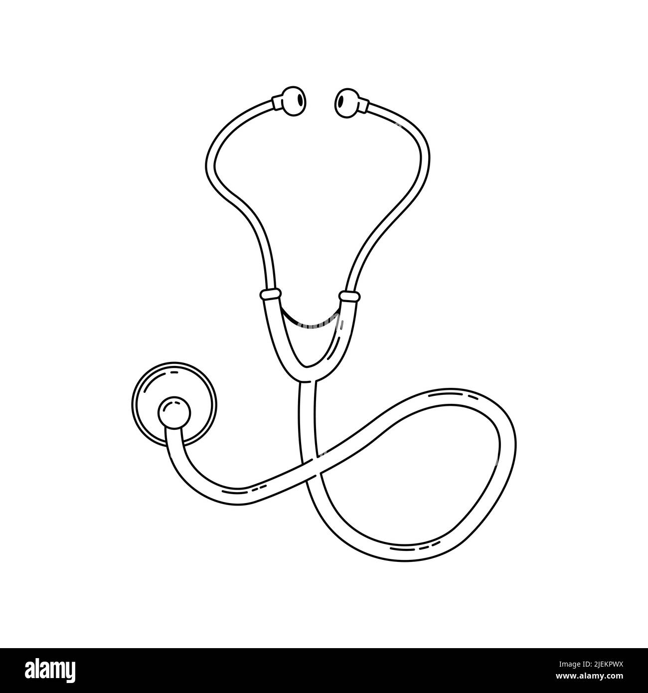 Illustration vectorielle d'un phonendoscope. Instruments médicaux. Contour Illustration de Vecteur