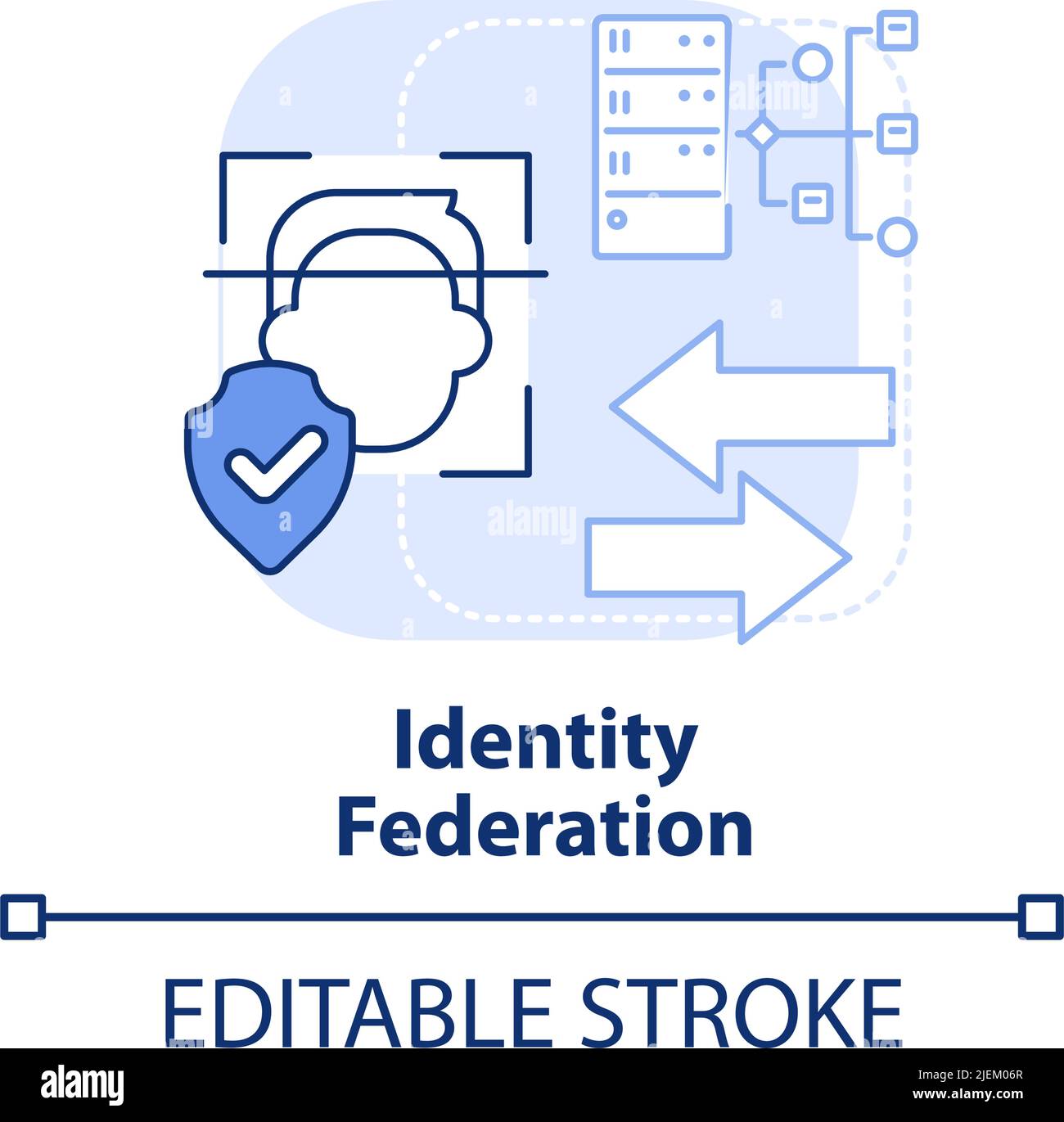 Icône de concept bleu clair de fédération d'identité Illustration de Vecteur