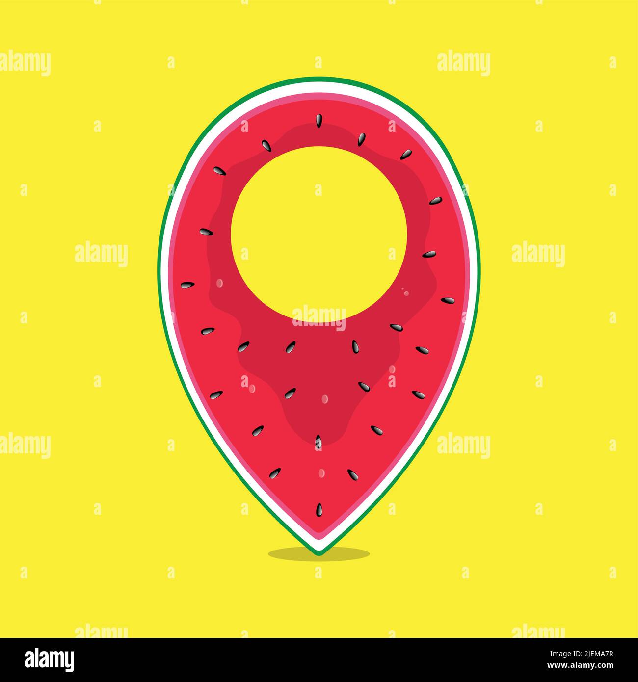 Icône/illustration GPS pastèque sur fond jaune Illustration de Vecteur