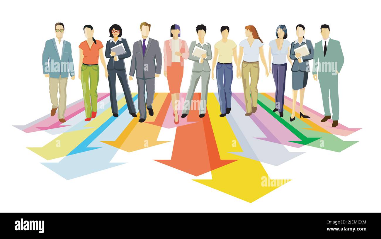 un groupe de professionnels avance, illustration Illustration de Vecteur