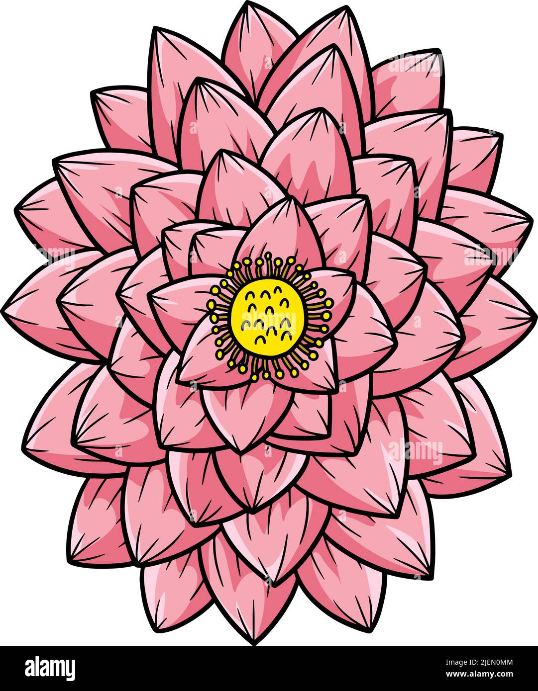 Illustration de la couleur du dessin animé Lotus Flower Illustration de Vecteur