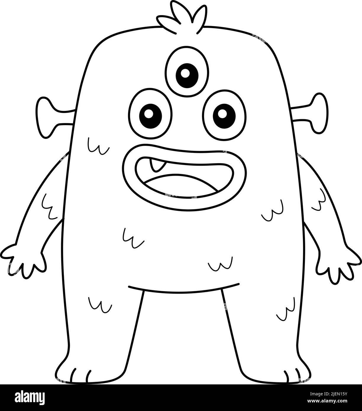 Page de coloriage de monstre à trois yeux pour enfants Illustration de Vecteur