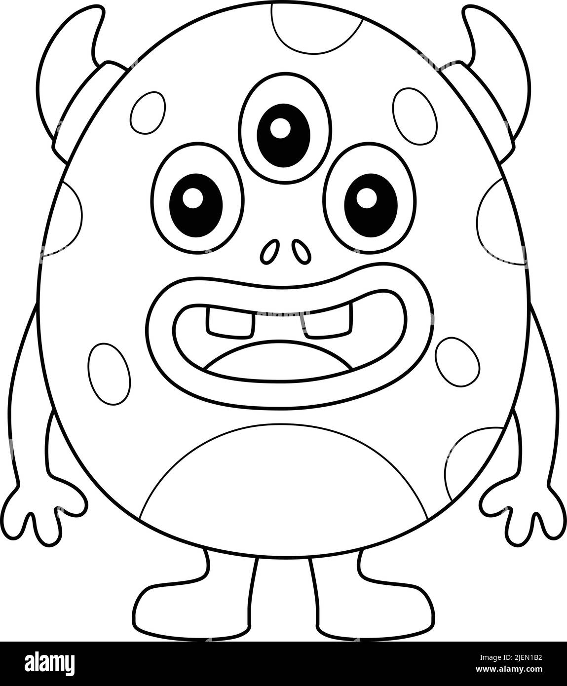Page de coloriage des œufs de monstre à trois yeux pour les enfants Illustration de Vecteur