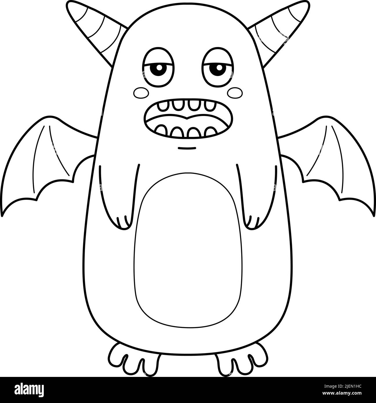 Page de coloriage Monster with Wings pour enfants Illustration de Vecteur