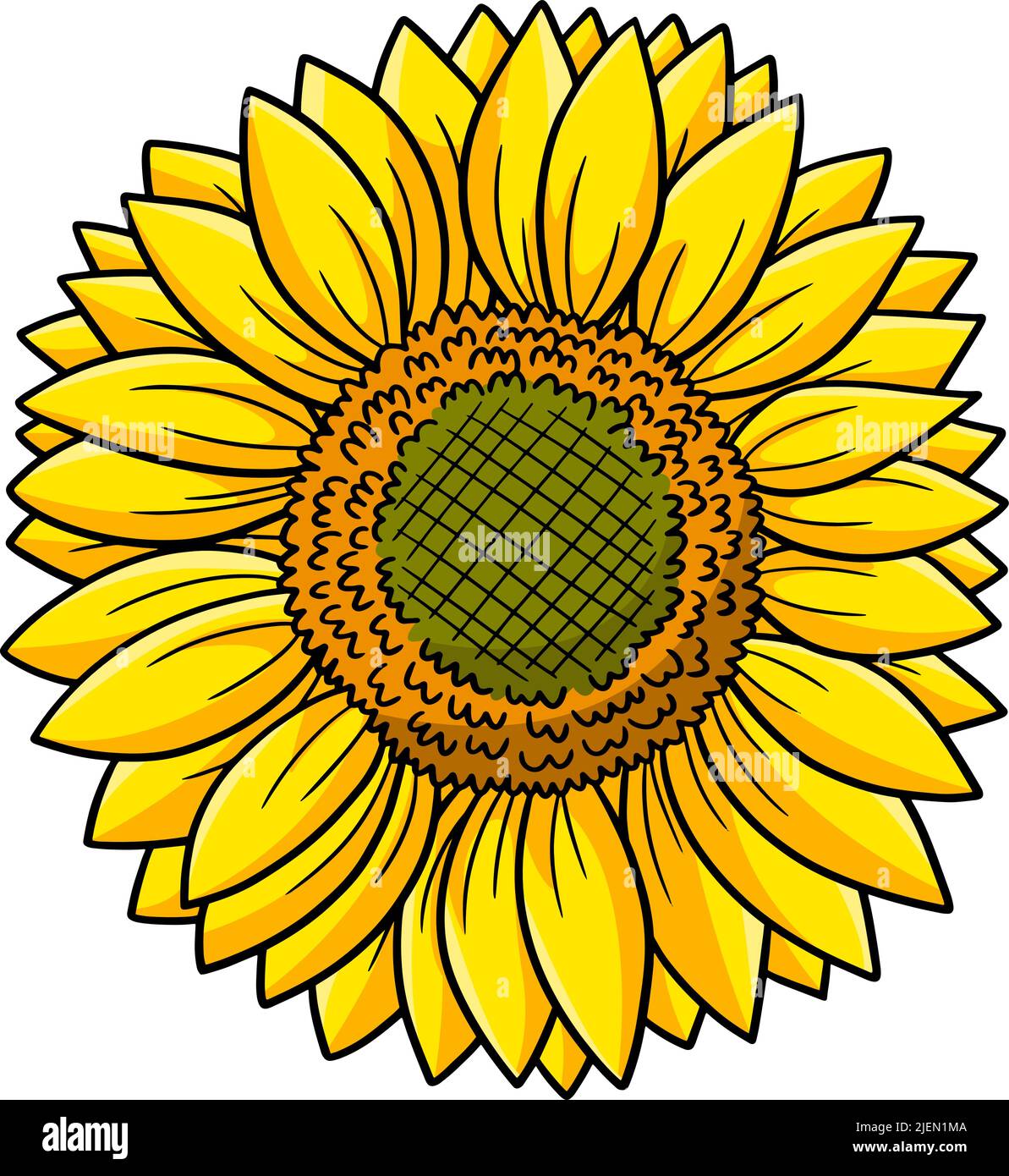 Tournesol Flower Cartoon coloré Clipart Illustration de Vecteur