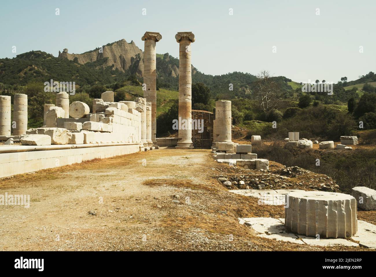 SARDES temple d'artemis ruines dans les arbres. Banque D'Images