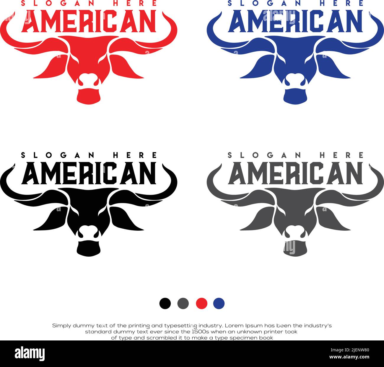 Logo de tête de buffle américain avec quelques variations de couleur et design Silhouette Illustration de Vecteur