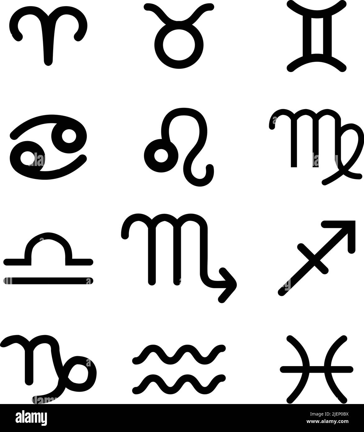 Signes du zodiaque Pixel Art Vector Illustration. Symboles de l'horoscope en pixels. Illustration de Vecteur