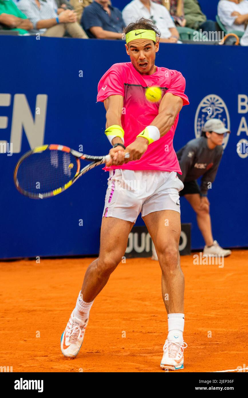 Rafa Nadal jouant sur l'argile. Banque D'Images