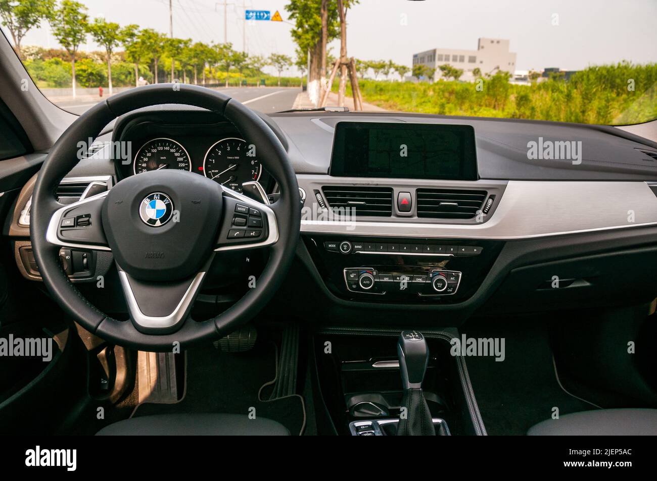 Interior shot de la Chine uniquement BMW Série 1 Berline. Banque D'Images