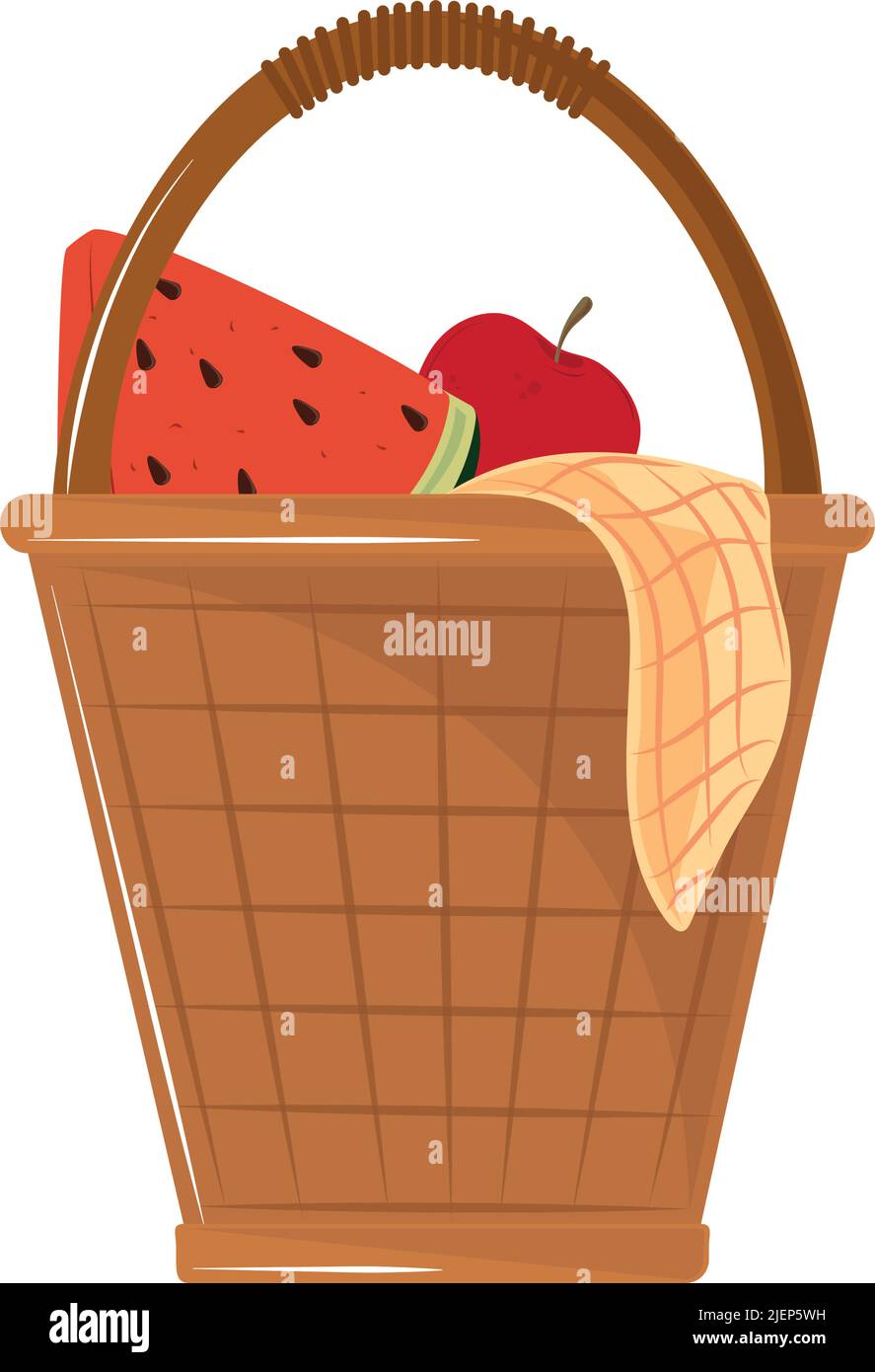 panier pique-nique et nourriture Illustration de Vecteur