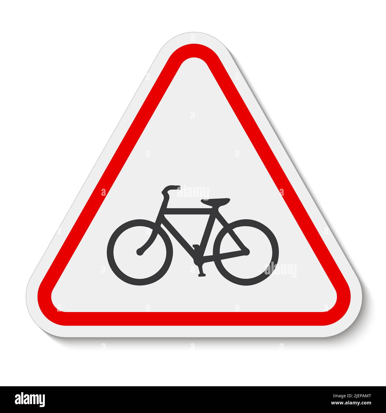 Panneau d'avertissement de circulation de vélo isolé sur fond blanc. Illustration vectorielle Illustration de Vecteur