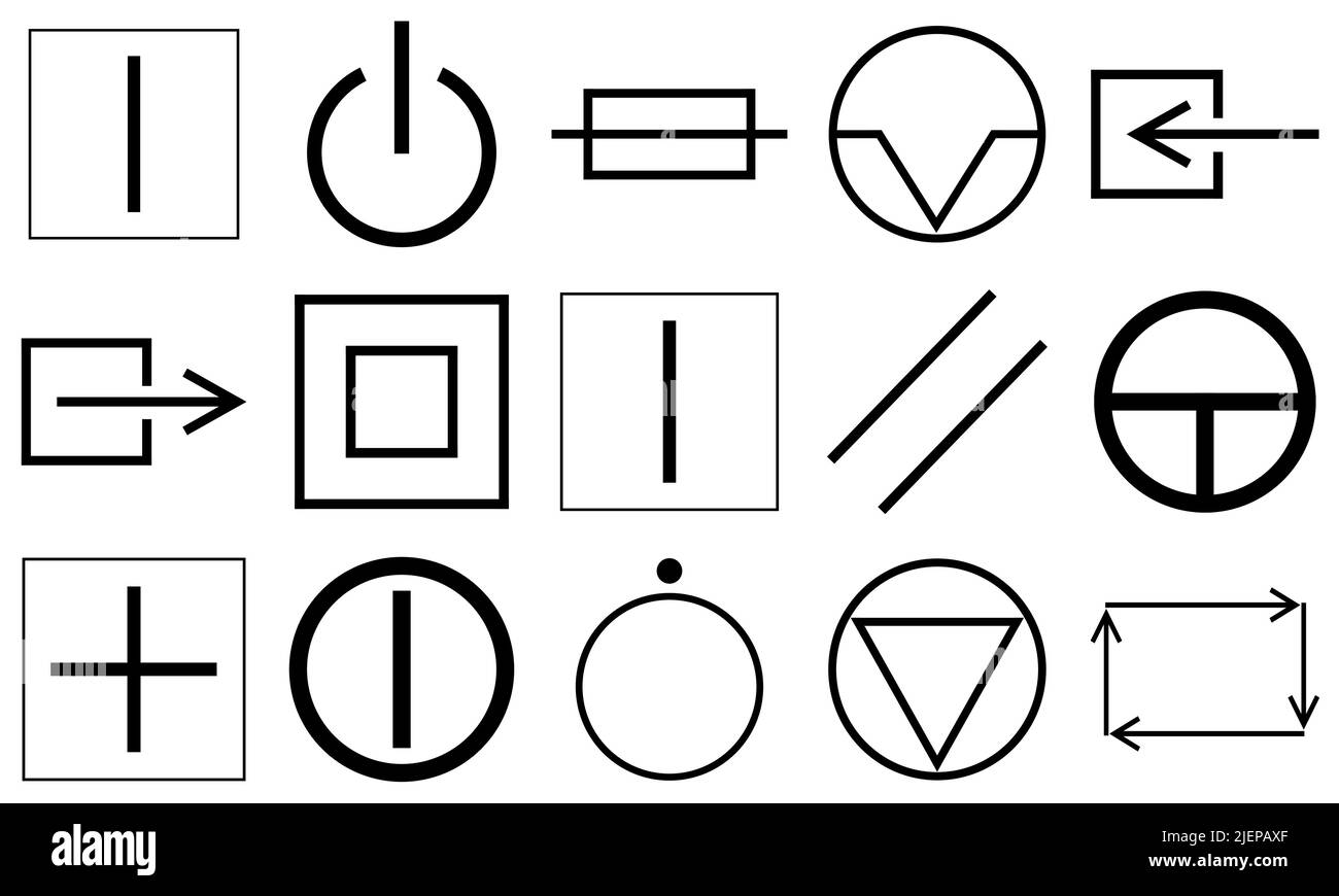 Symbole de mise à la terre de protection, d'alimentation du circuit c.c., c.a. Illustration de Vecteur