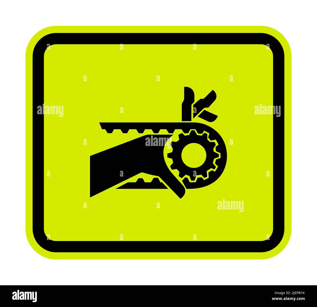 Enchevêtrement de la main symbole d'entraînement de la courroie à encoche panneau isoler sur fond blanc, illustration vectorielle Illustration de Vecteur