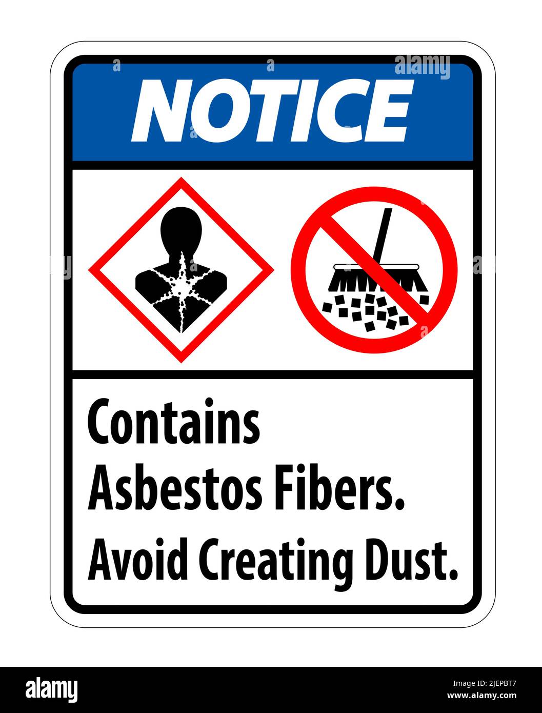 L'étiquette d'avis contient des fibres d'amiante, éviter de créer de la poussière Illustration de Vecteur