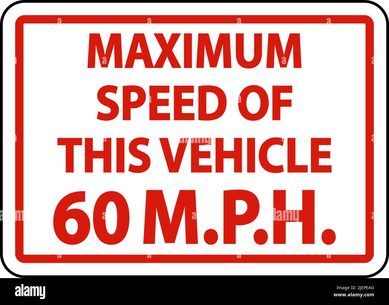 Affiche d'étiquette de vitesse maximale 60 mi/h sur fond blanc Illustration de Vecteur