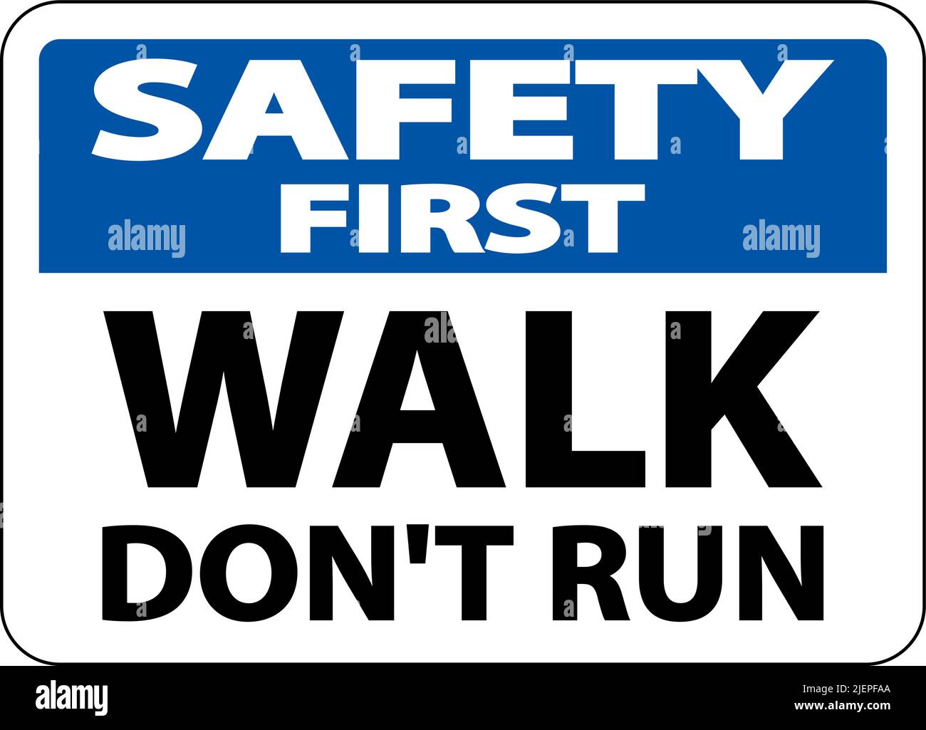 Affiche « Safety First Walk Don't Run » sur fond blanc Illustration de Vecteur