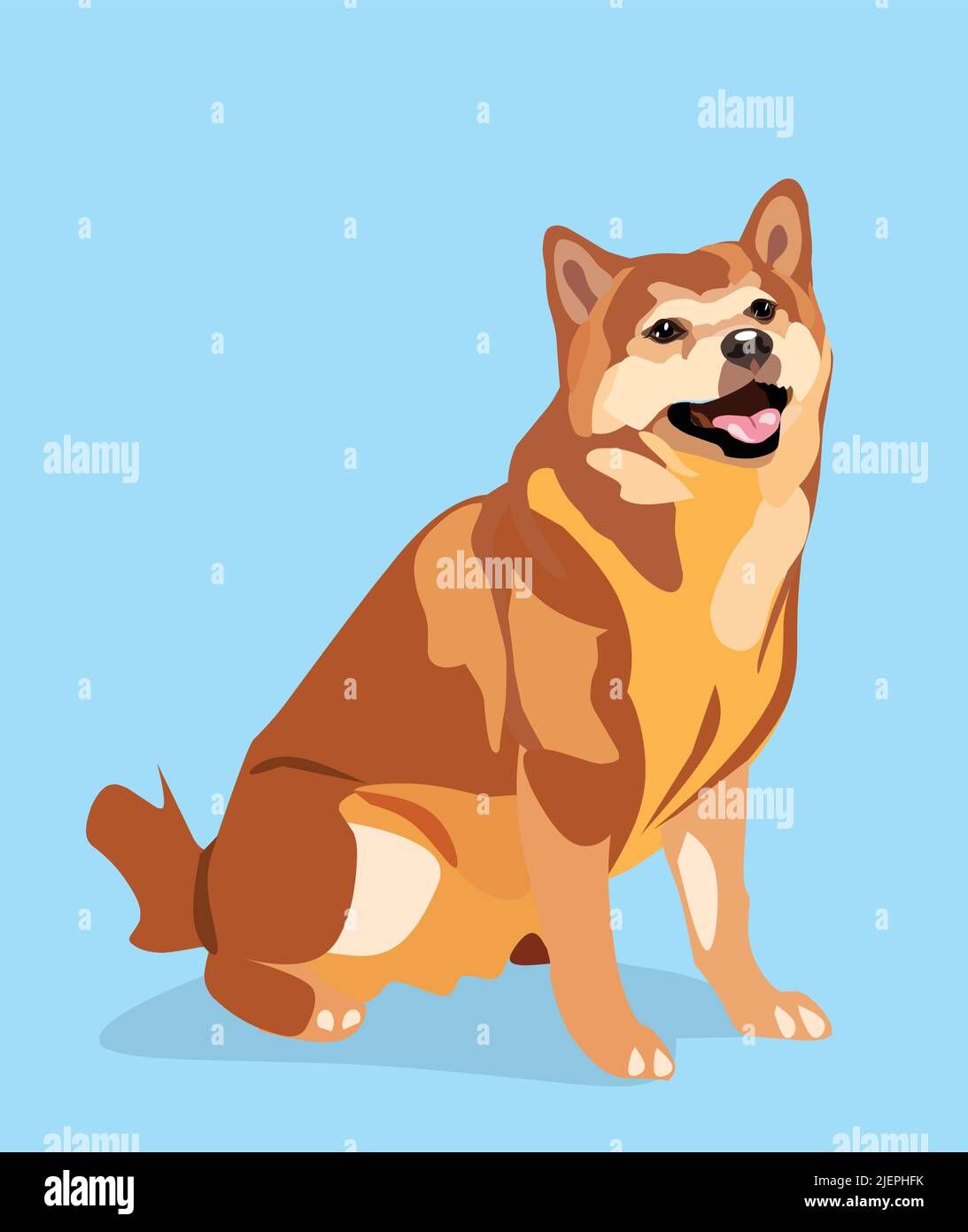 Illustration vectorielle de chien assis Shiba inu Illustration de Vecteur