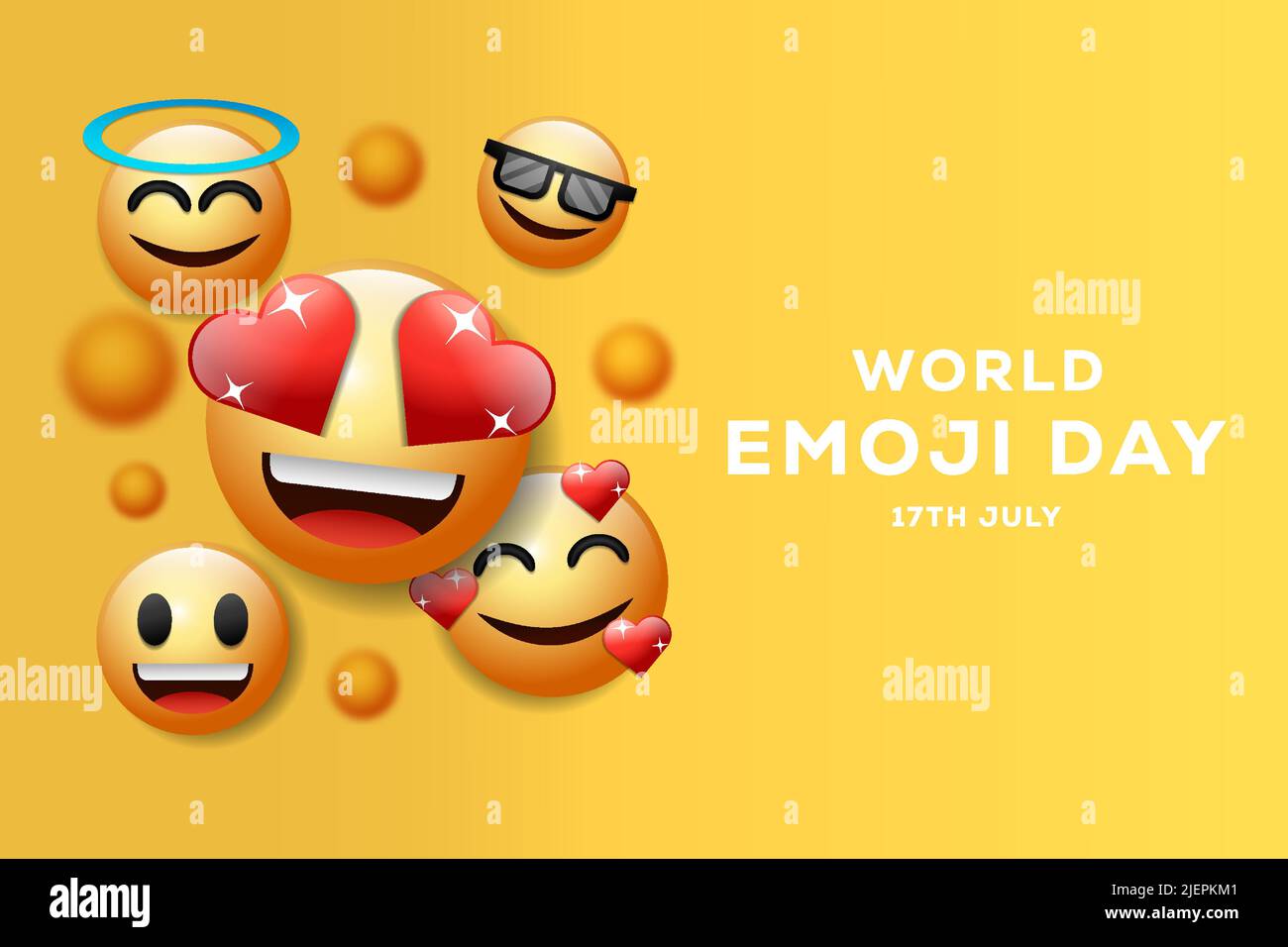 illustration de la journée mondiale emoji avec visage d'ange, visage souriant, visage frais, visage souriant avec coeur Illustration de Vecteur
