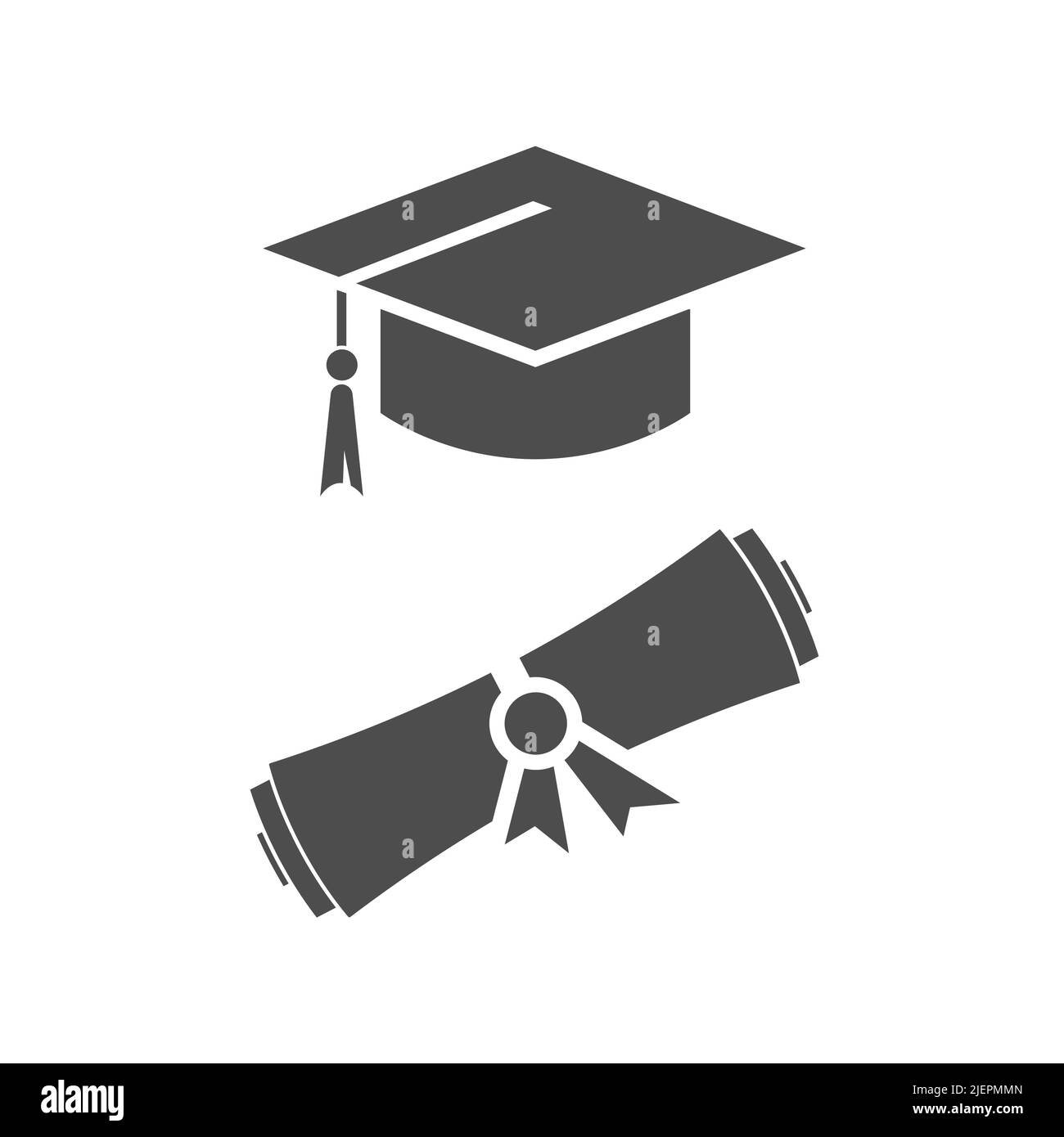 Chapeau de troisième cycle et rouleau de diplôme pour le site Web, l'application et le design créatif. Style plat Illustration de Vecteur