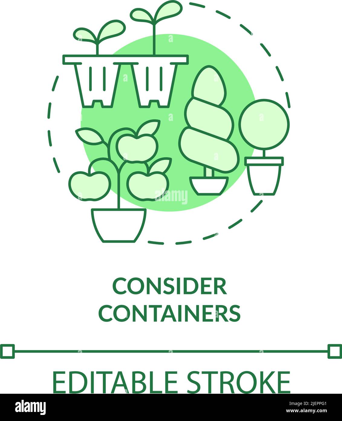 Considérez l'icône de concept vert des conteneurs Illustration de Vecteur