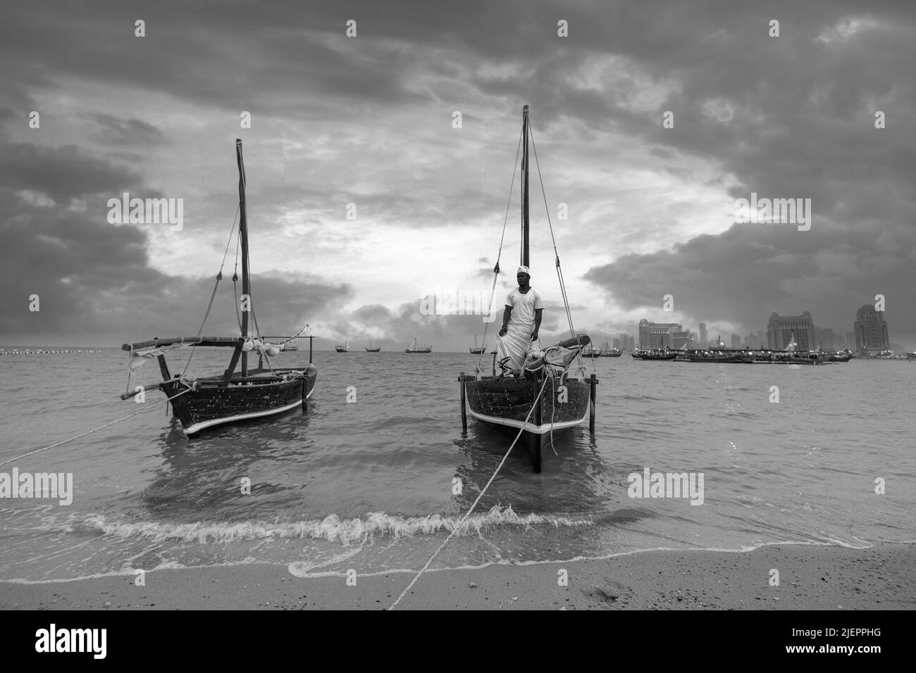 La vie de l'homme de Fisher du golfe Arabo-Persique - festival de dhow arabe Katara Beach Qatar Banque D'Images