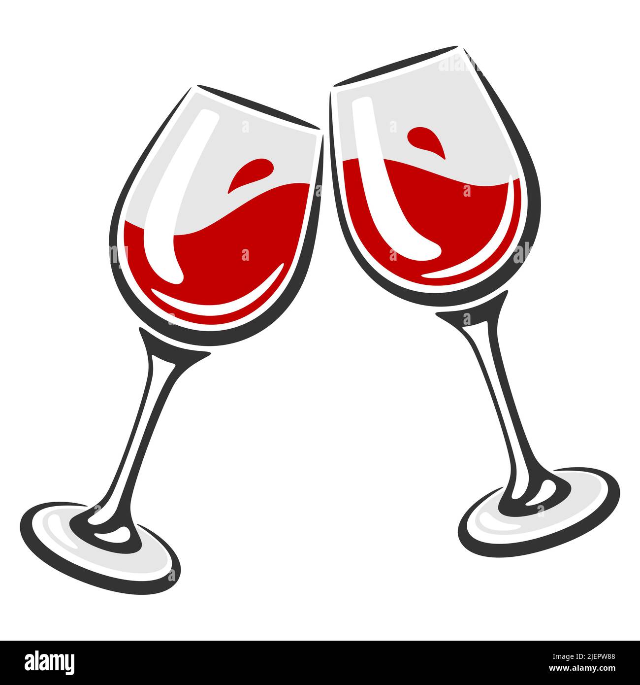 Illustration de verres avec vin rouge. Image pour les restaurants et les bars. Articles commerciaux et industriels. Illustration de Vecteur