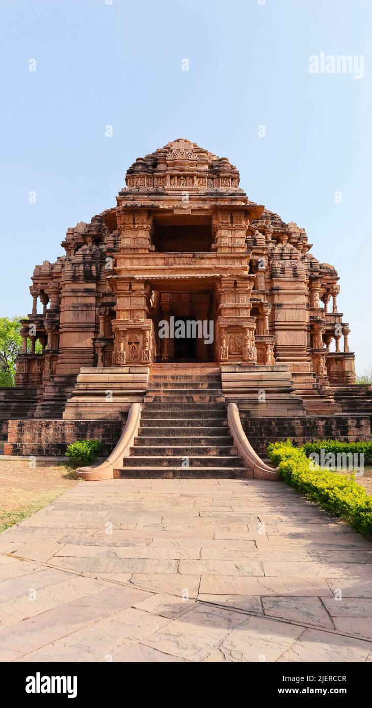 Vue arrière du temple Saas Bahu, fort Gwalior, Gwalior, Madhya Pradesh, Inde. Banque D'Images