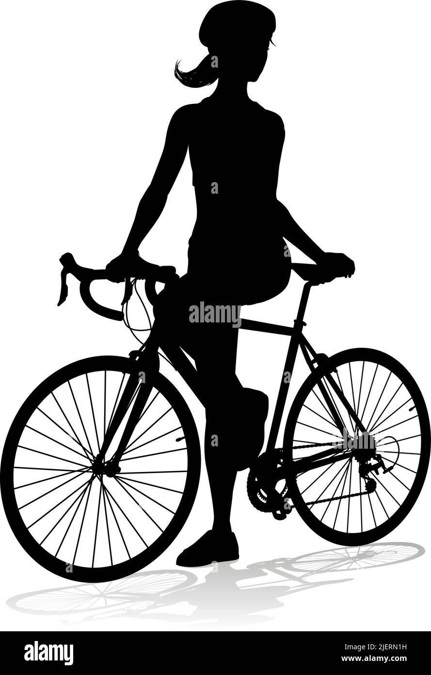 Vélo et cycliste Silhouette Illustration de Vecteur