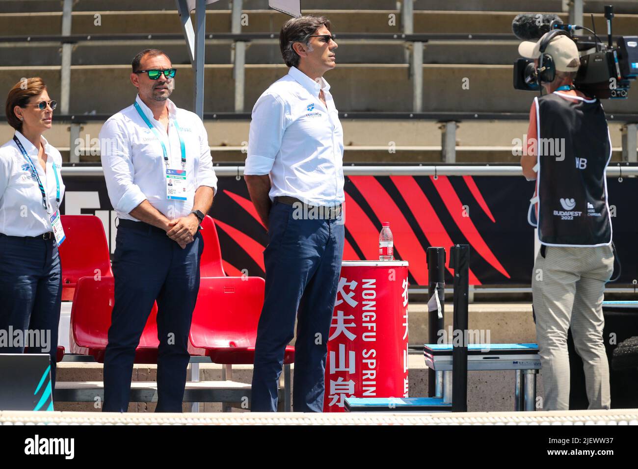 BUDAPEST, HONGRIE - JUIN 28 : entraîneur-chef Carlo Silipo lors des Championnats du monde de la FINA Budapest 2022 quart finale match Italie / France sur 28 juin 2022 à Budapest, Hongrie (photo par Albert Ten Hove/Orange Pictures) Banque D'Images