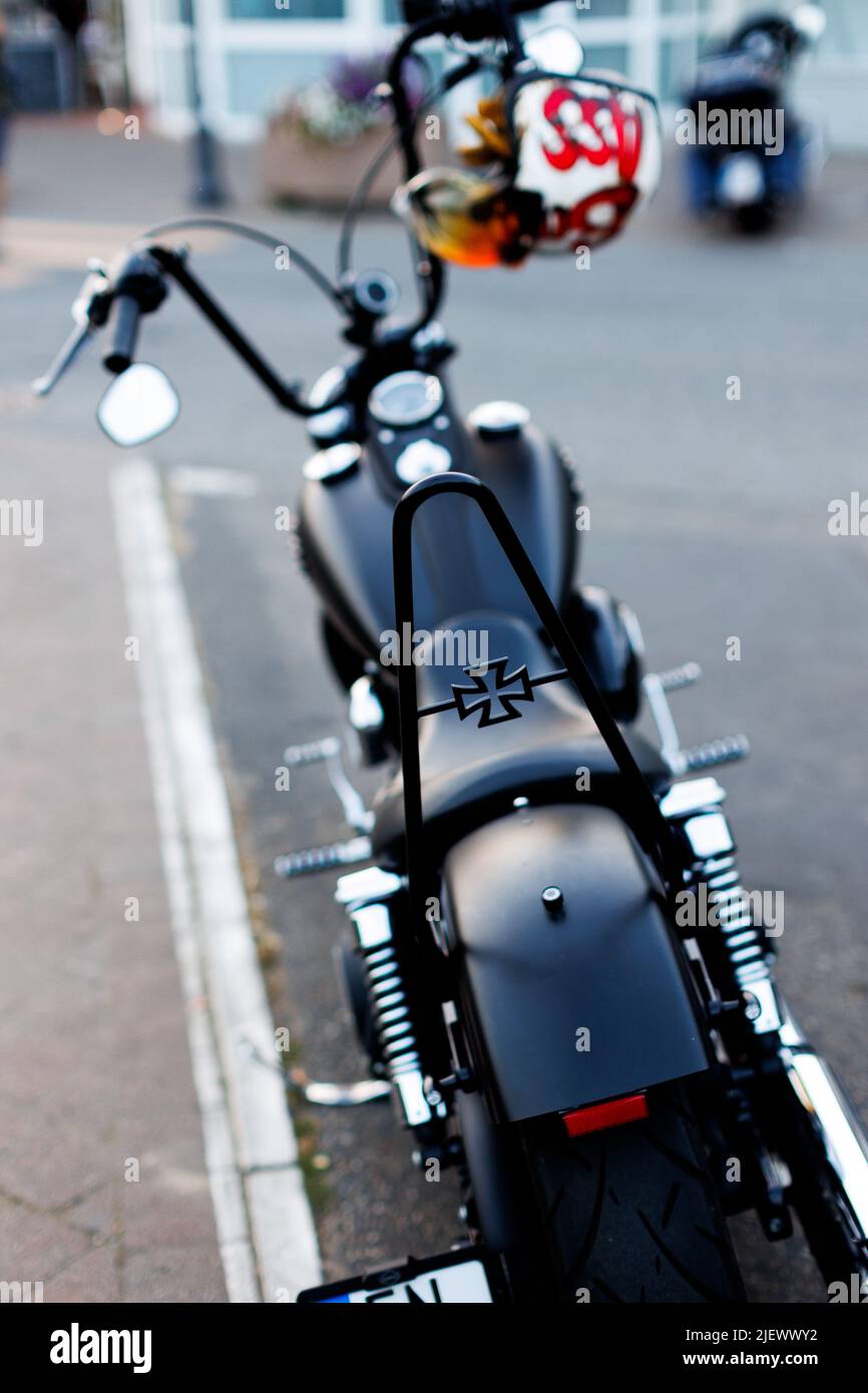Magic Bikes Rudesheim, l'un des plus grands événements Harley Davidson d'Europe dans la région classée au patrimoine mondial de la vallée du Rhin. Rallye Harley et vélo d'époque, Allemagne Banque D'Images