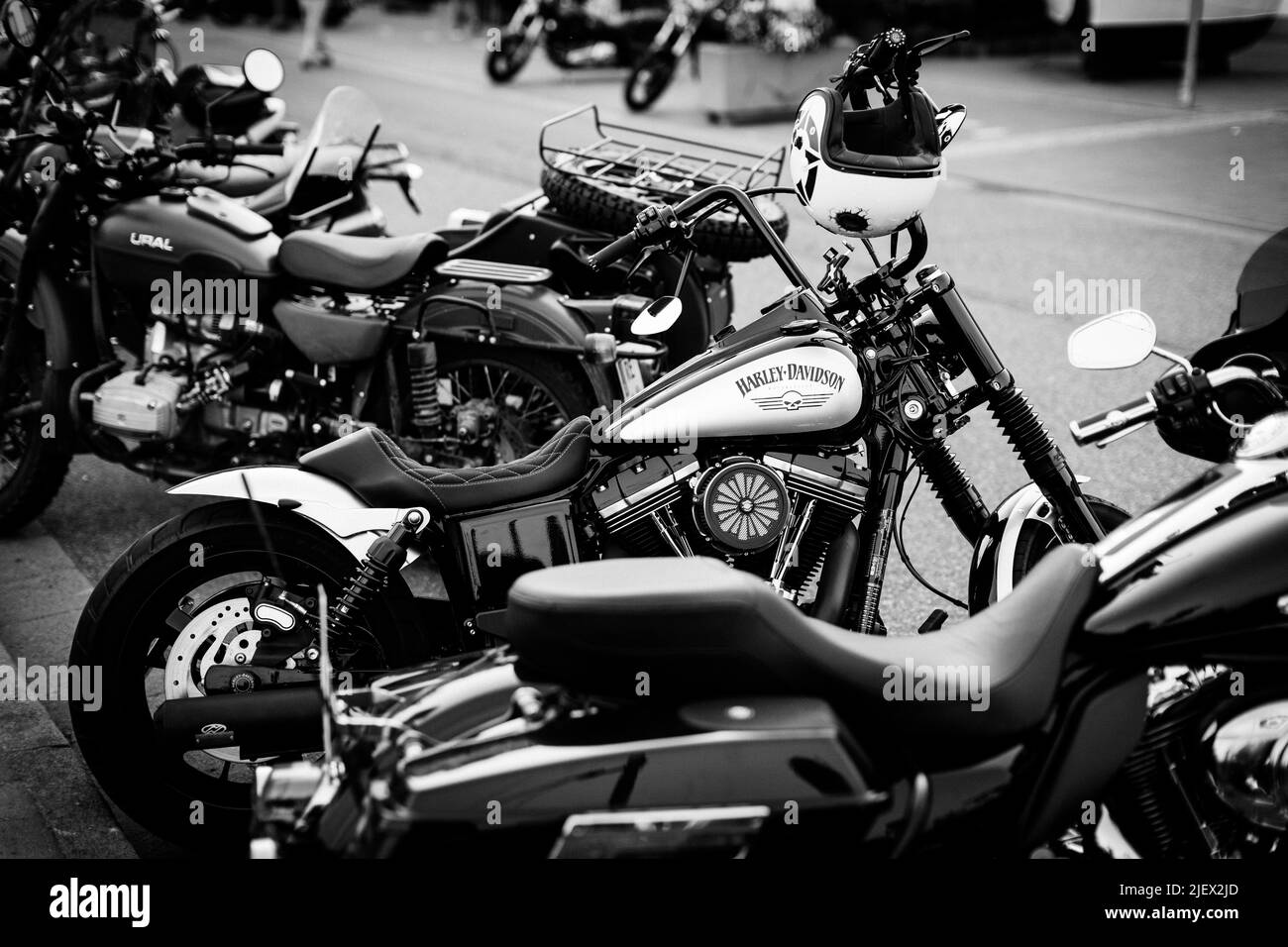 Magic Bikes Rudesheim, l'un des plus grands événements Harley Davidson d'Europe dans la région classée au patrimoine mondial de la vallée du Rhin. Rallye Harley et vélo d'époque, Allemagne Banque D'Images