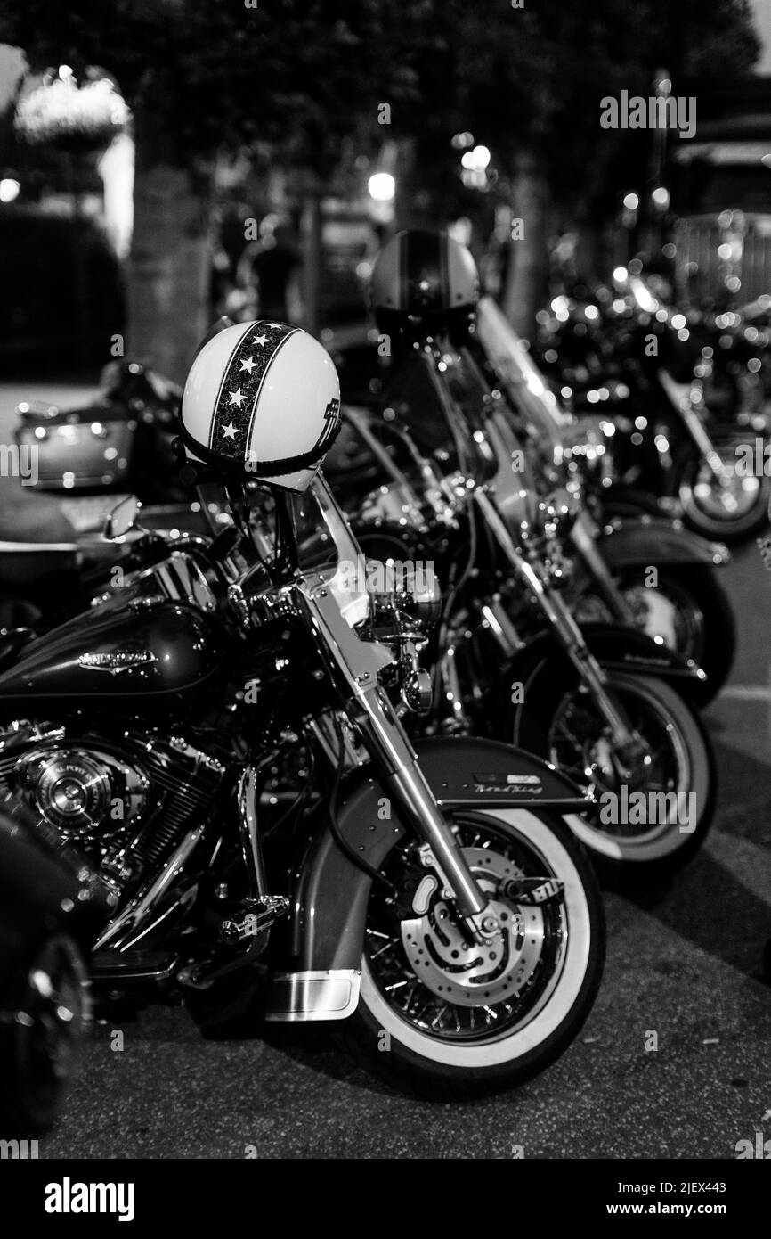 Magic Bikes Rudesheim, l'un des plus grands événements Harley Davidson d'Europe dans la région classée au patrimoine mondial de la vallée du Rhin. Rallye Harley et vélo d'époque, Allemagne Banque D'Images