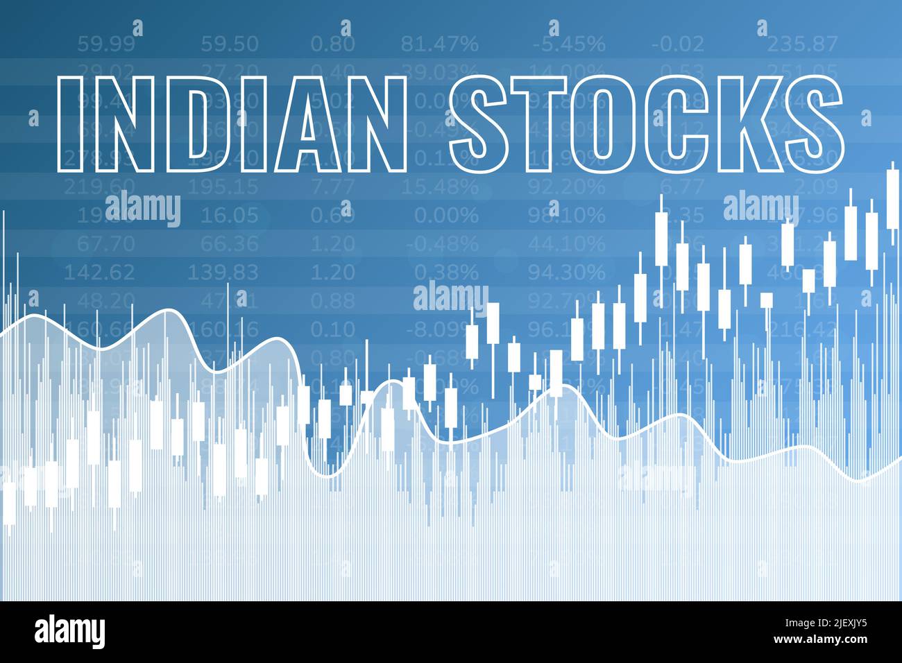 Mots Indian stocks sur fond bleu de finance Illustration de Vecteur