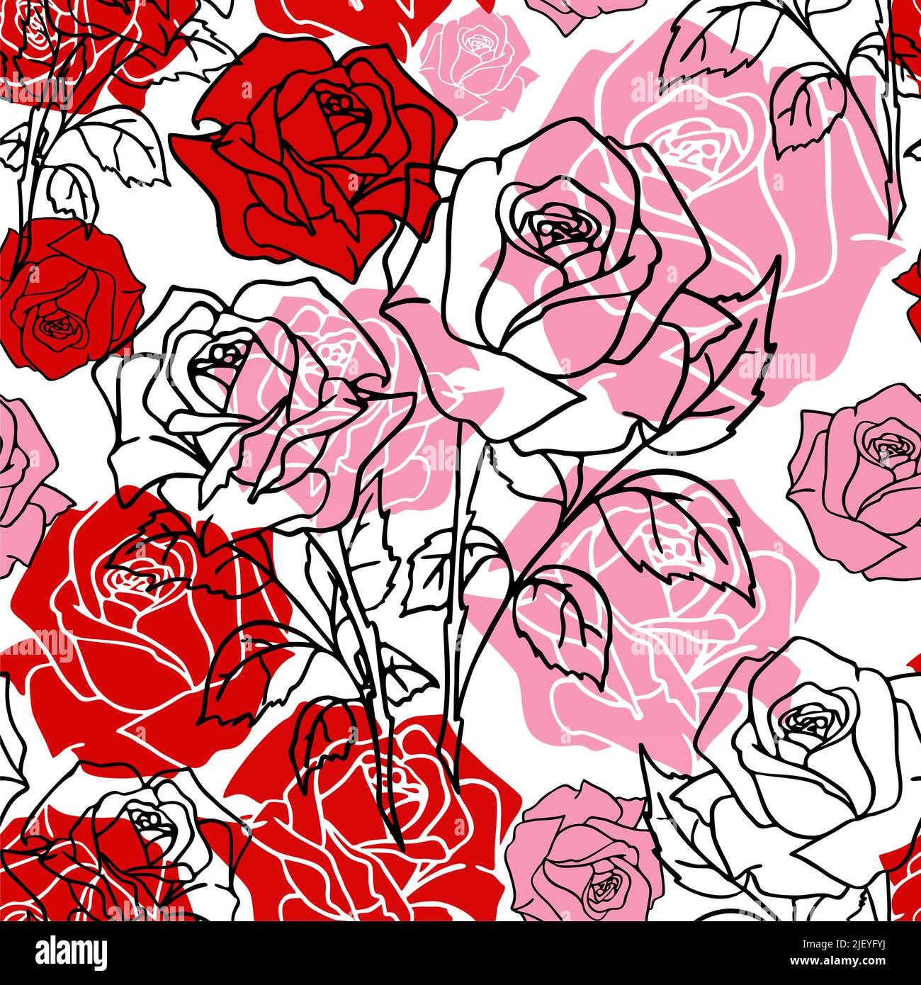 motif sans couture de grands boutons roses rouges et roses, texture, design Illustration de Vecteur