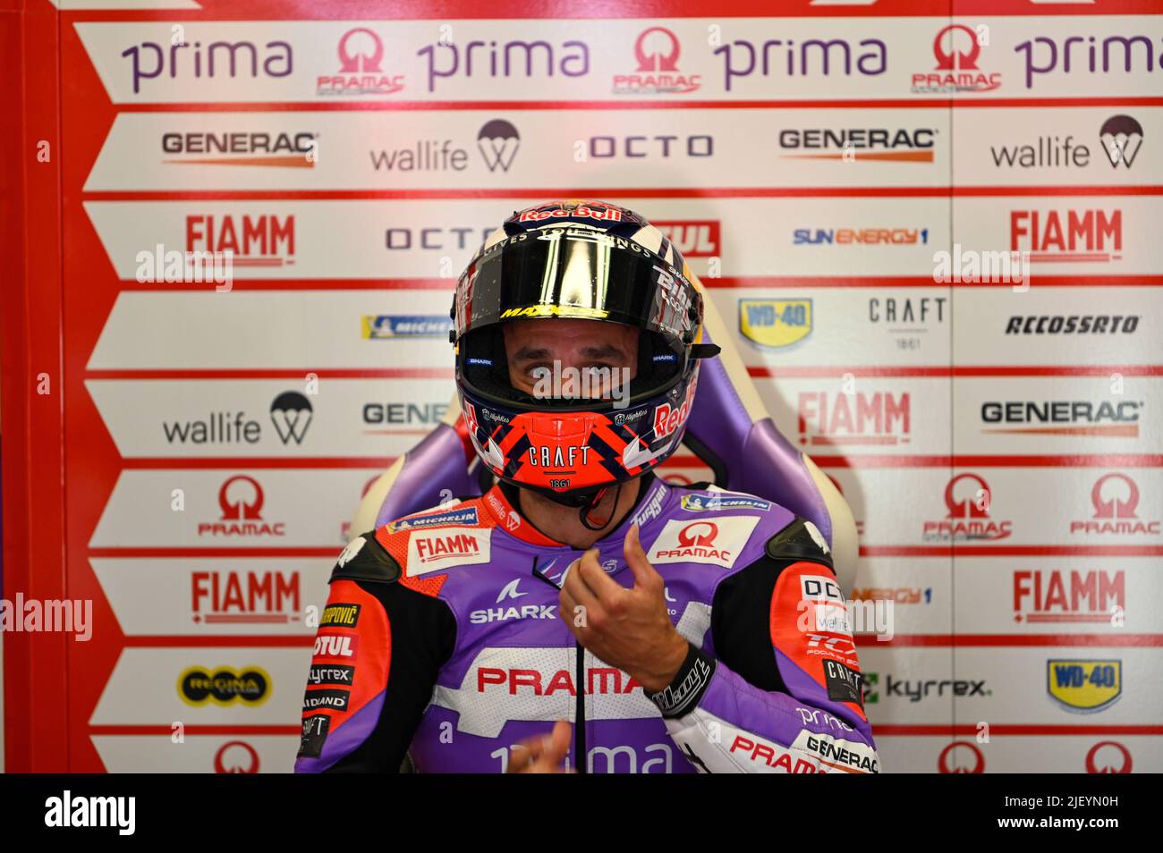 Circuit international de Mugello, Mugello, Italie, 28 mai 2022, Zarco Johann FRA Pramac Racing Ducati dans les fosses pendant 2022 Gran Premio d’Italia Oakl Banque D'Images