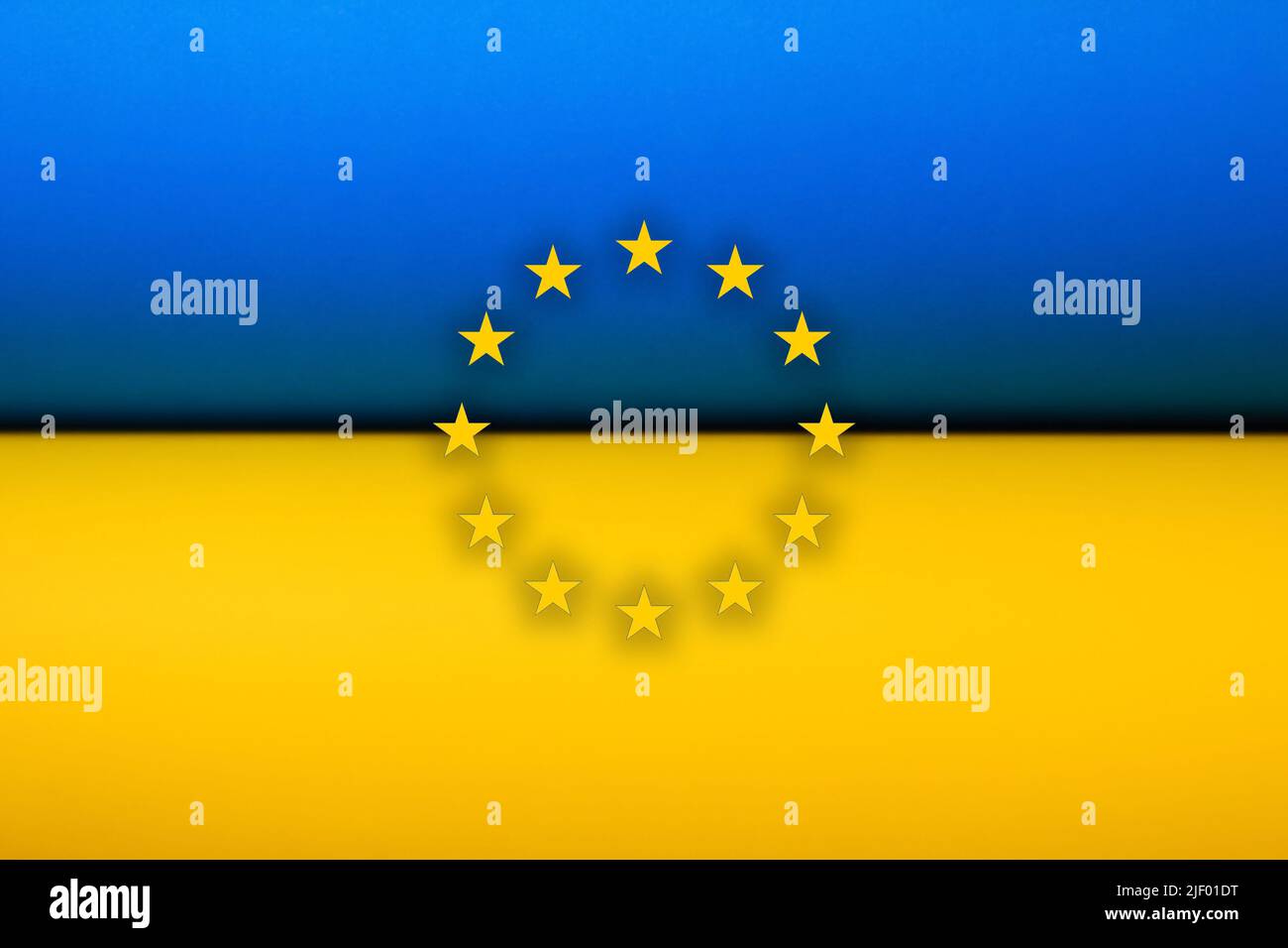 Recentrer l'Union européenne et l'Ukraine. Soutenir et aider l'Ukraine, jour de la Constitution de l'indépendance, jour férié national. Bannière. Europe. Hors foyer. Banque D'Images