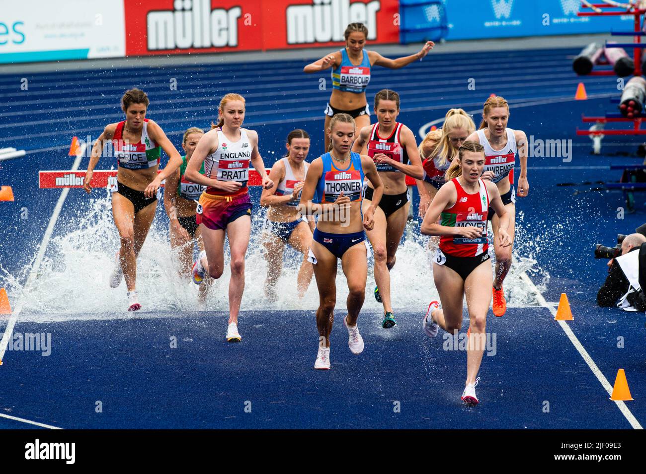 26-6-2022: Jour 3 Steeplechase 3000 m féminin - finale aux Championnats d'athlétisme Muller Royaume-Uni MANCHESTER REGIONAL ARENA – MANCHESTER Banque D'Images