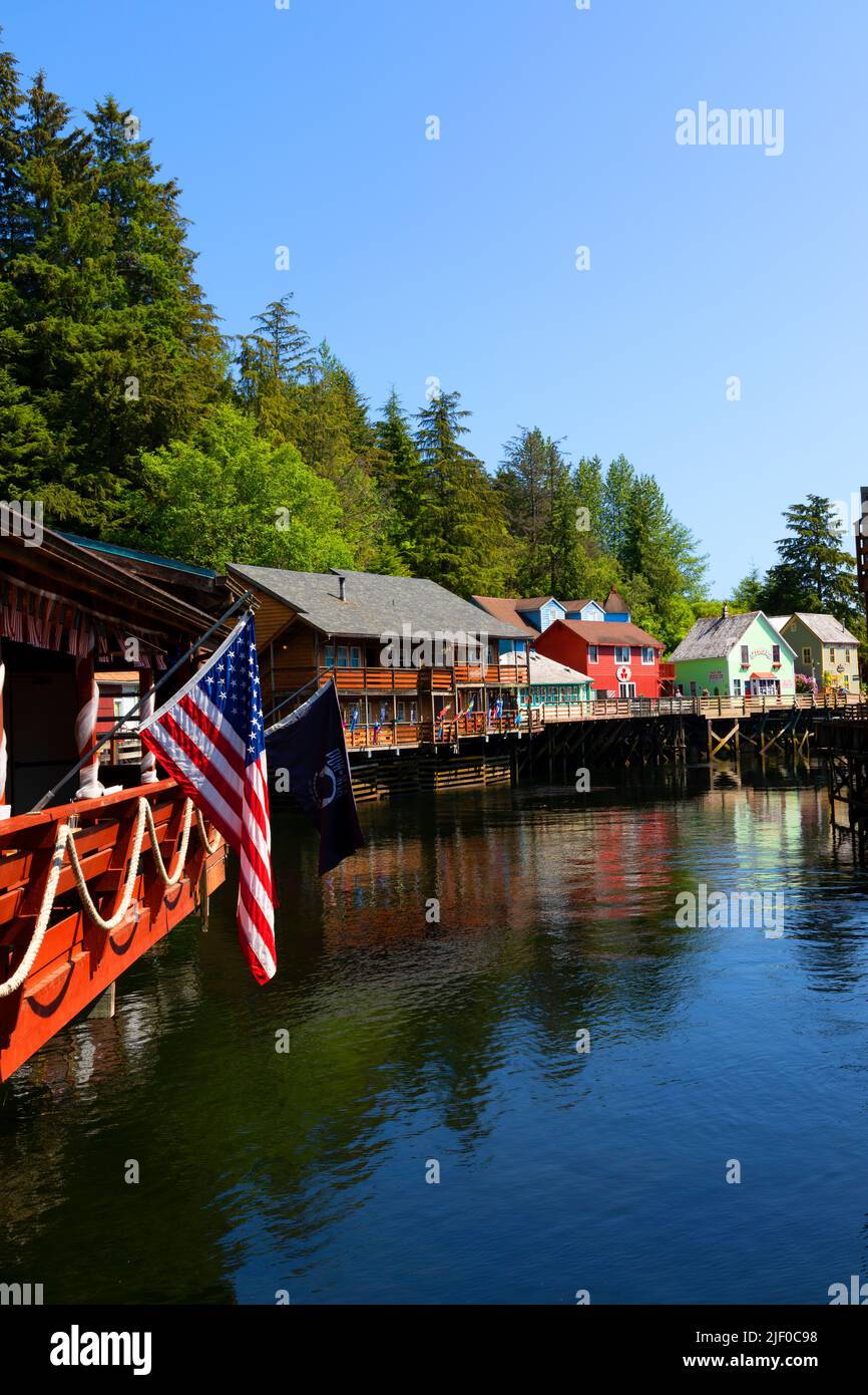 Creek Street, Ketchikan Creek BoardWalk, quartier rouge historique, Ketchikan, Alaska, ÉTATS-UNIS Banque D'Images