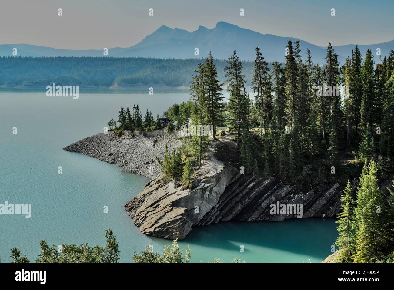 Une vue aérienne du lac Abraham au Canada Banque D'Images