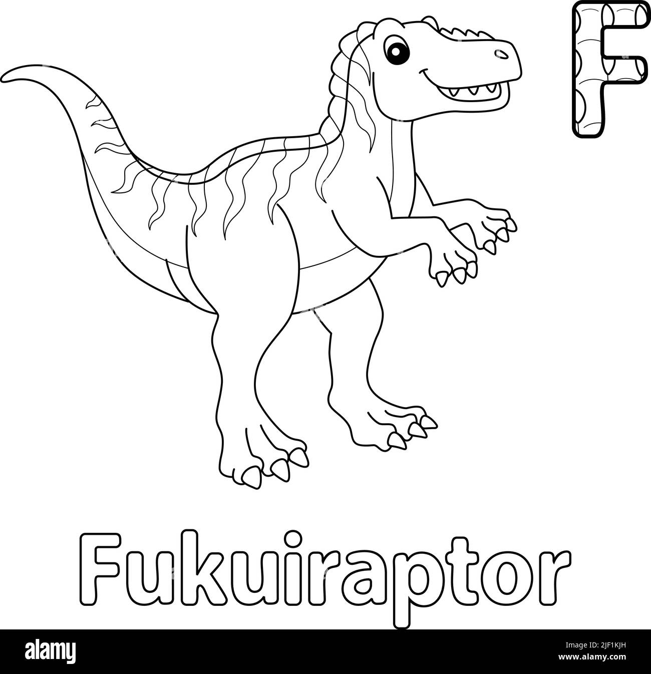 Fukuiraptor Alphabet Dinosaur ABC coloriage page F Illustration de Vecteur