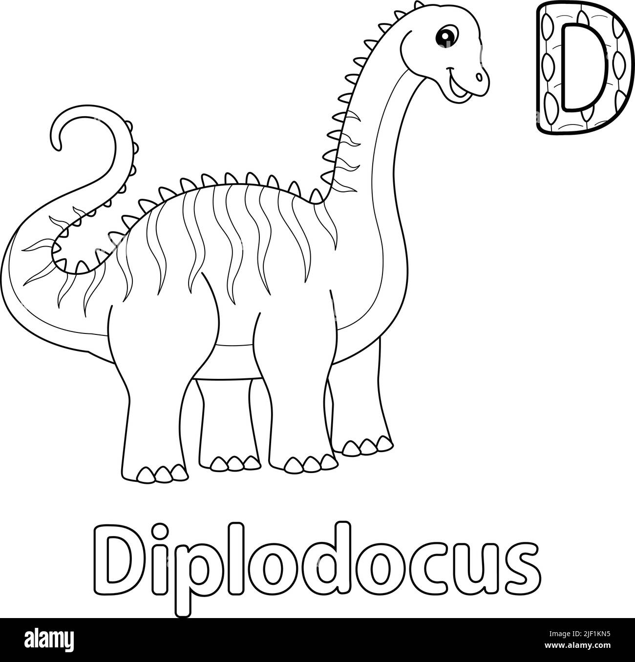 Diplodocus Alphabet Dinosaur ABC coloriage page D Illustration de Vecteur