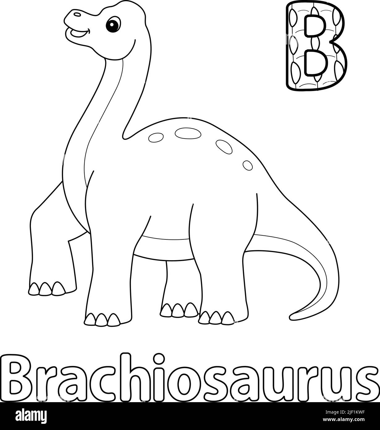 Brachiosaurus Alphabet ABC coloriage page B Illustration de Vecteur