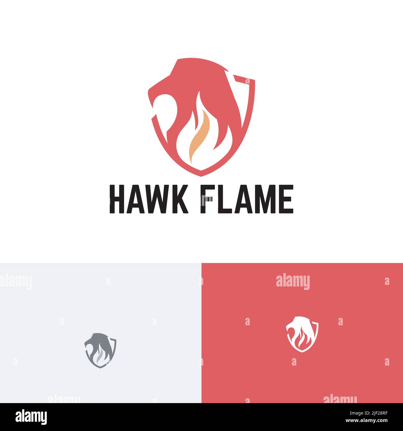 Logo Hawk Flame Eagle Bird Fire Shield Animal protection Illustration de Vecteur