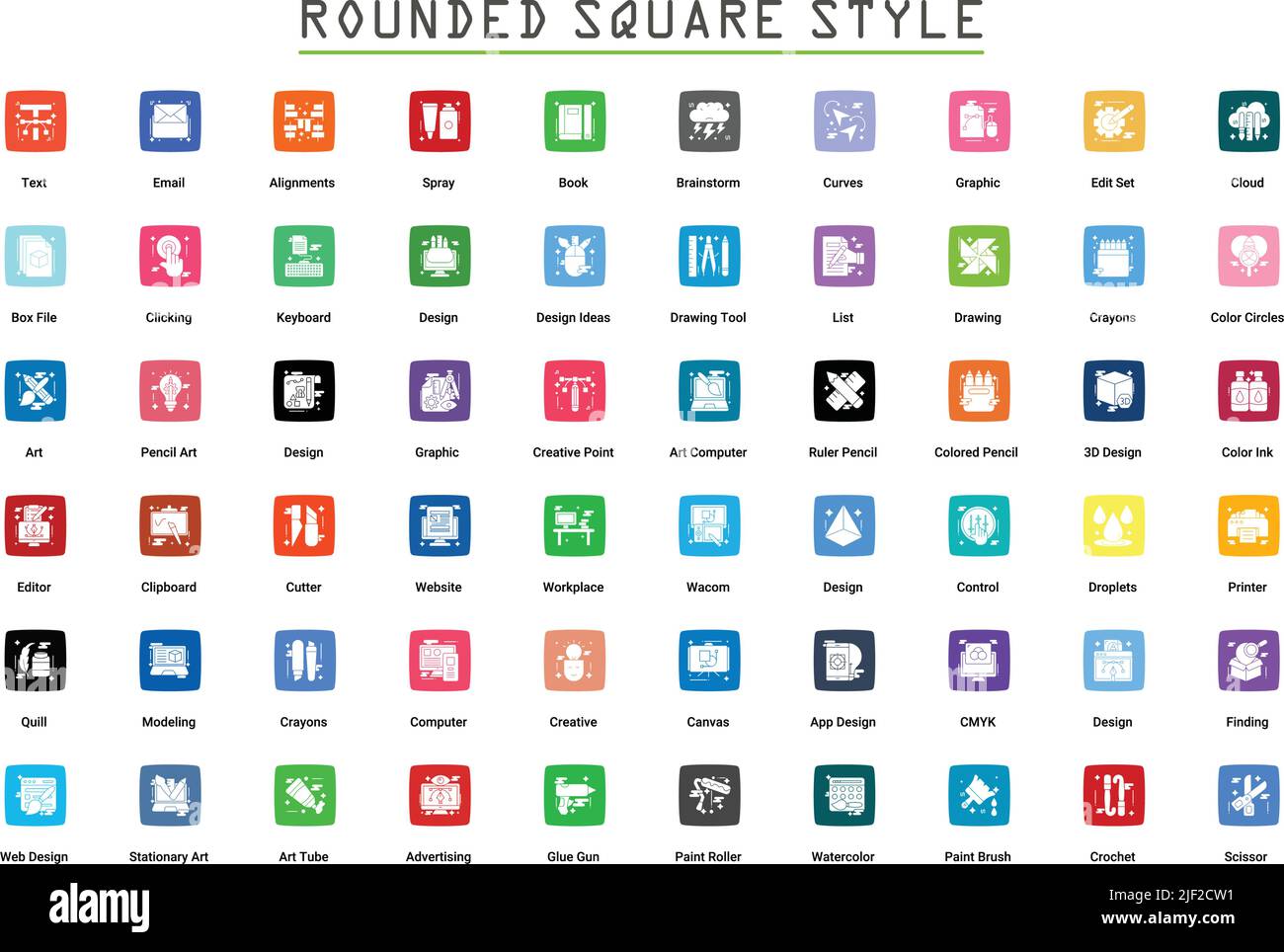 Jeu d'icônes Art & Design, dessin, web et design graphique. Illustration du vecteur plat de glyphe. Illustration de Vecteur