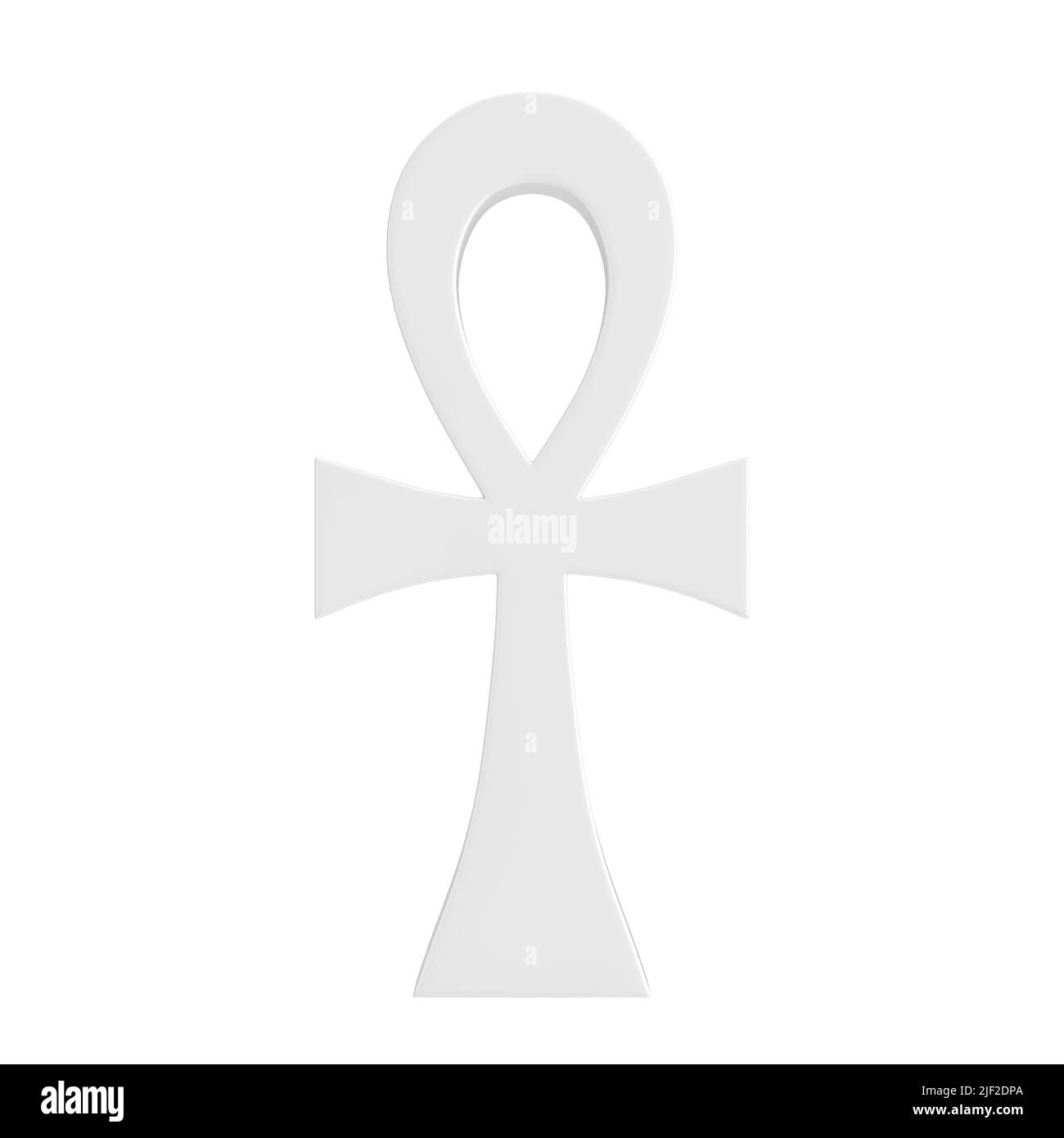 Croix égyptienne blanche clé de vie en argile sur fond blanc. 3D rendu Banque D'Images