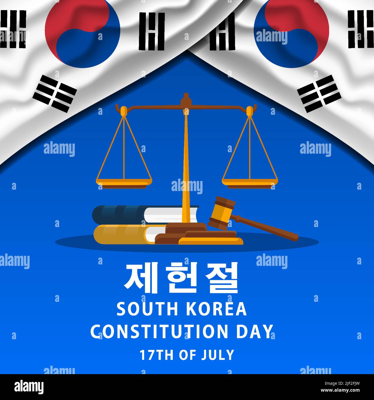 illustration de la constitution de la corée du sud le 17 juillet avec un drapeau coréen réaliste Illustration de Vecteur