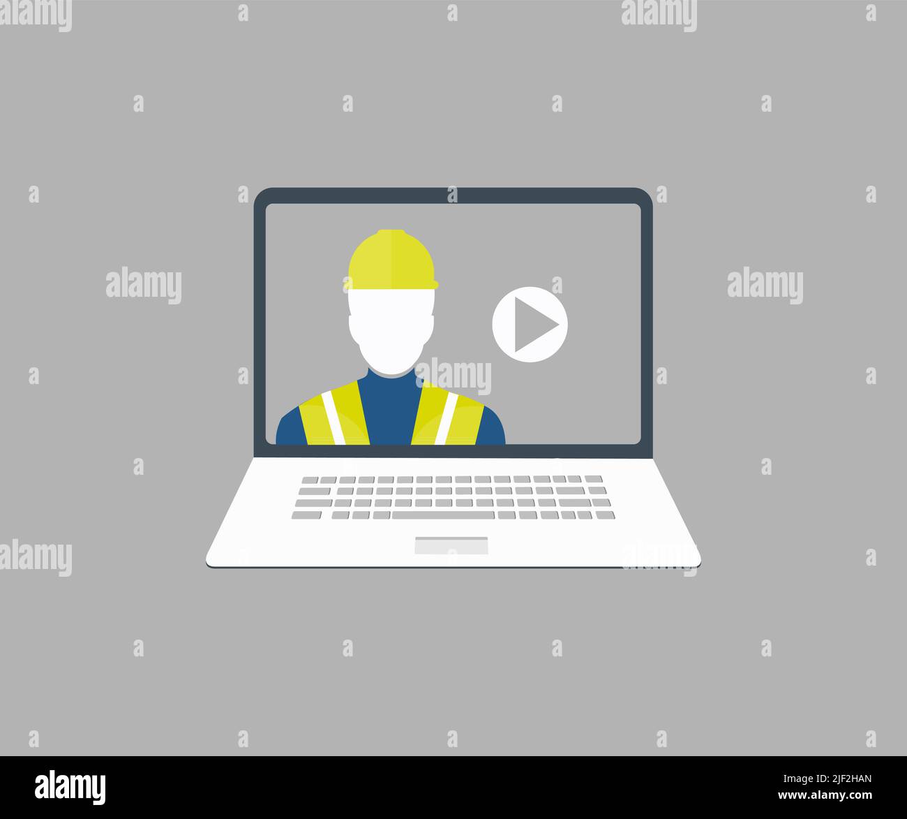 Techniciens travaillant dans l'usine de fabrication de l'industrie lourde, vidéo, sécurité, conception du logo des vidéos de sécurité. Machines industrielles et contrôle de sécurité. Illustration de Vecteur