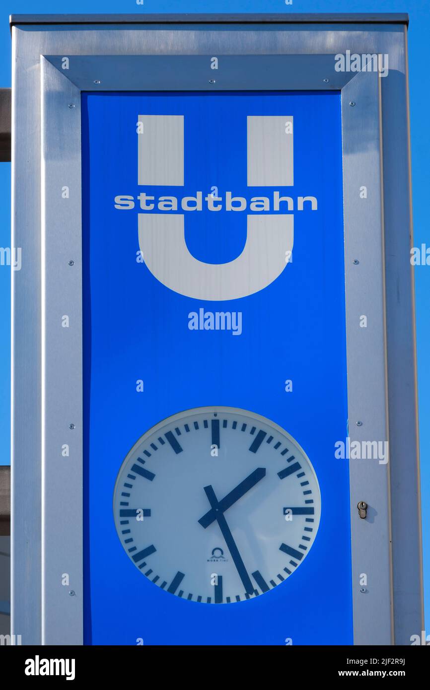 Panneau et logo de Stadtbahn, U-Bahn, Gelsenkirchen Banque D'Images