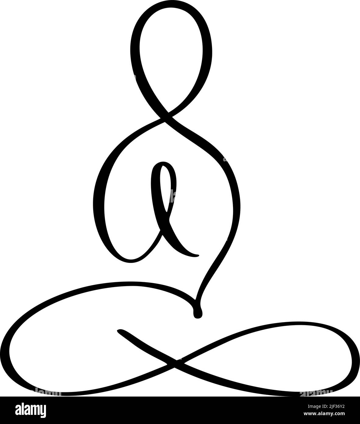 Yoga Lotus pose icône Vector logo concept. Méditation Yoga symbole minimal. Logotype Zen Harmony de méditation de spa de santé. Affiche graphique créative Illustration de Vecteur